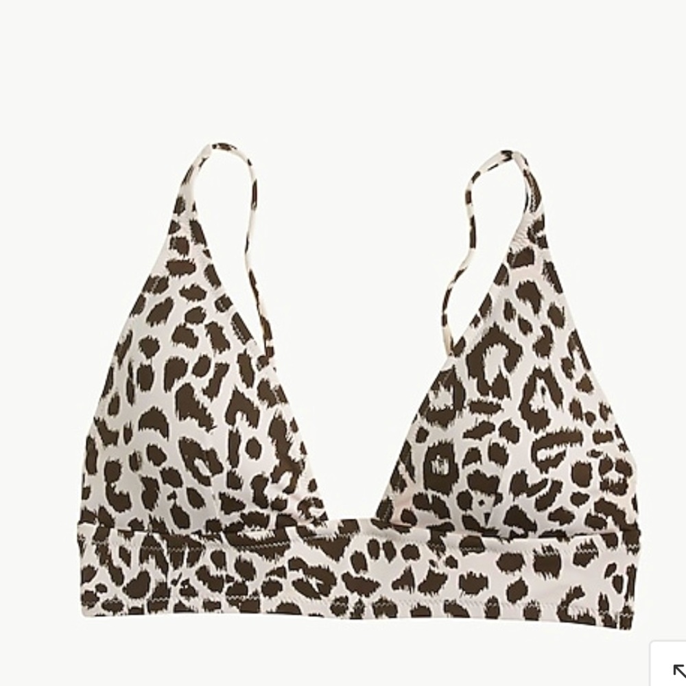 J. Crew | Deep V-Neck French Bikini Top in Leopard Print - NWT